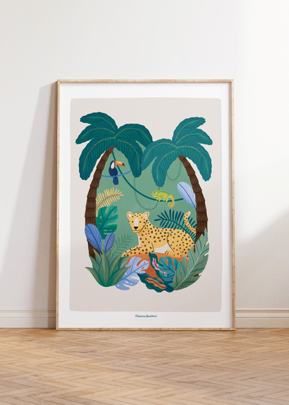 In the Jungle Art Print | Jungle Leopard Art Print | Kids Room Decor