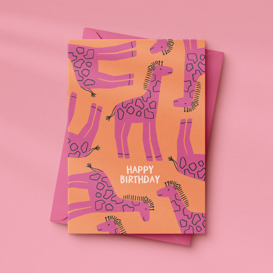 Happy Birthday Greeting Card | Kids Giraffe Birthday Card