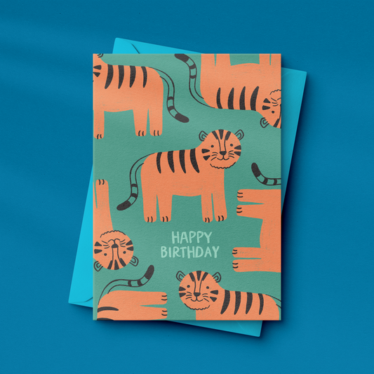 Happy Birthday Greeting Card | Kids Tiger Birthday Card