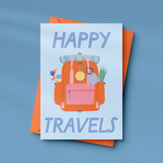 Happy Travels Greeting Card | Good Luck Card