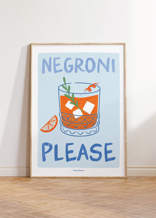 Negroni Please Art Print | Negroni Art Print | Cocktail Decor | Kitchen Wall Art