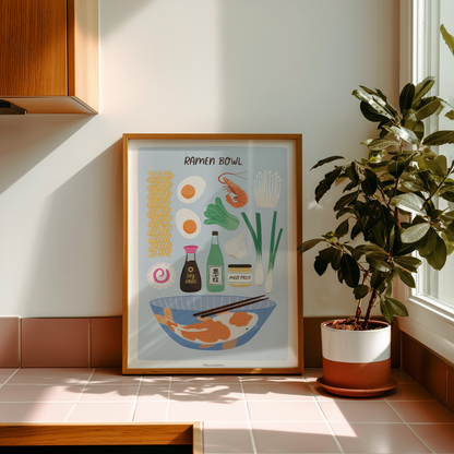 Ramen Bowl Art Print | Recipe Print | Kitchen Wall Art
