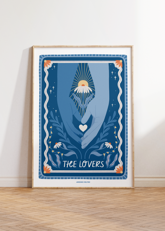 The Lovers Art Print | Tarot Card Print | Lounge Decor | Tarot Card Wall Art