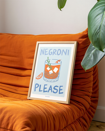Negroni Please Art Print | Negroni Art Print | Cocktail Decor | Kitchen Wall Art